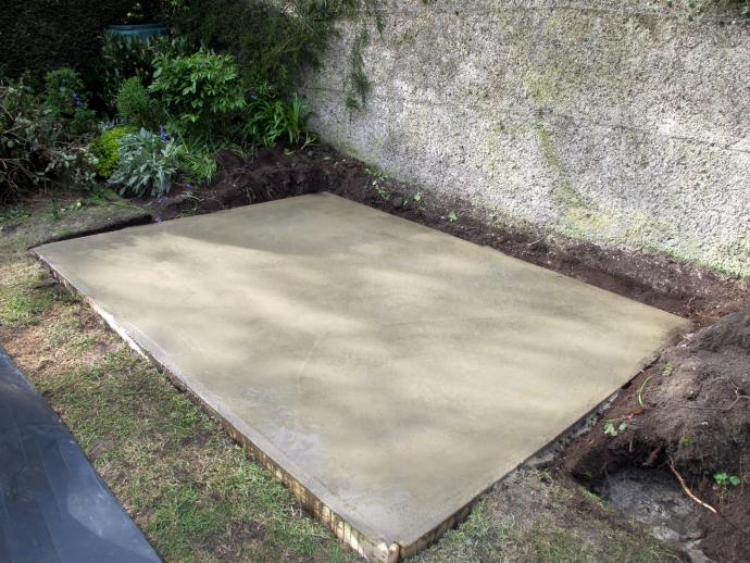 Concrete base is poured and screeded